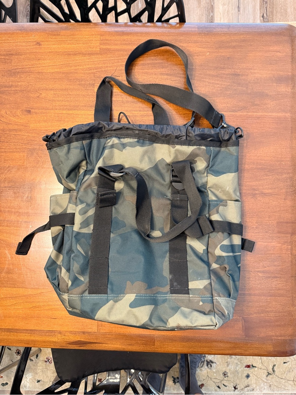 adidas Men's Camo Messenger Tote Bag - Green and Black - Picture 2 of 4